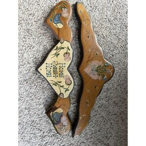 Hand Painted Wood Hanging Wall Plaque Sign Floral Bird Folk Art